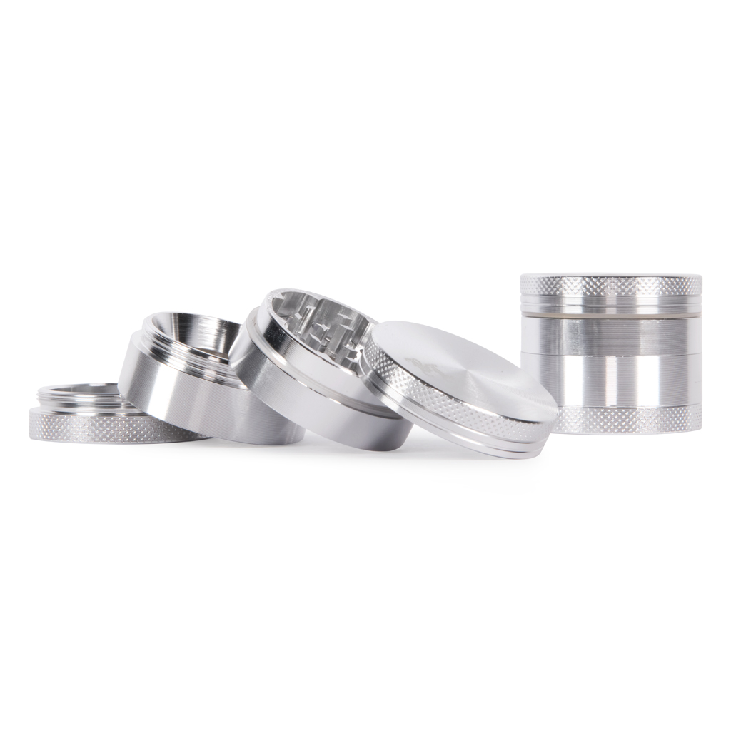 High-quality aluminium grinder sizes 40 mm 4 parts, silver