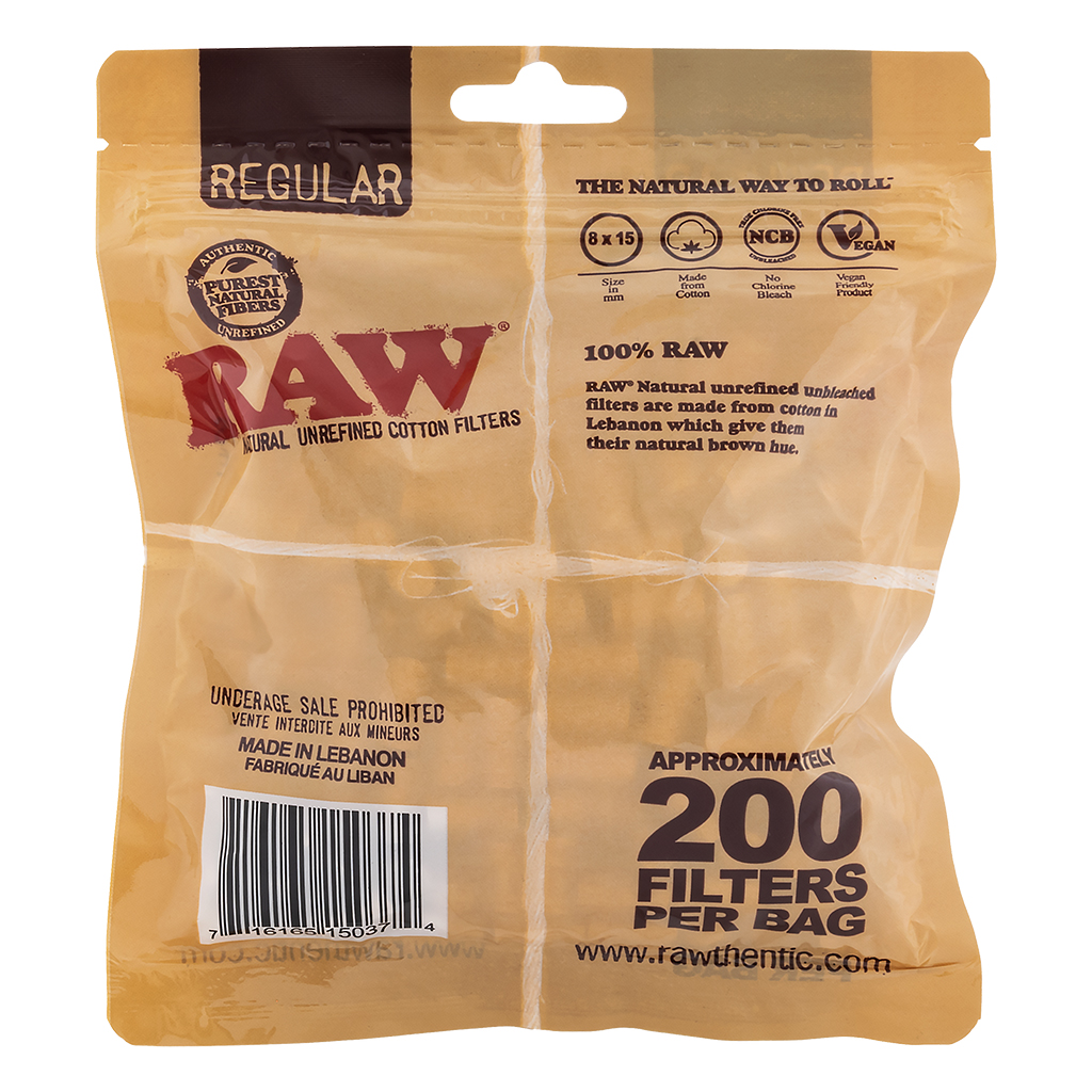 RAW Regular Cotton Filters 200 pcs (RAW)