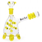 Glass Pipe With Feet SG14 15cm (Black Leaf) Yellow