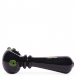 Glass Pipe Black With Kickhole And Studs Green 13cm (Black Leaf)