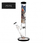 Cylinder Bong Ronin And Geisha with Asseccoires 40,5cm (Black Leaf)