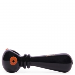 Glass Pipe Black With Kickhole And Studs Orange 13cm (Black Leaf)