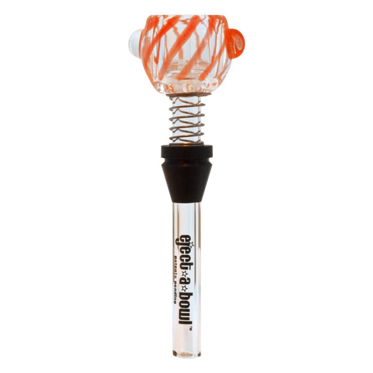 Eject-a-Bowl bowl with a push-down mechanism for ash removal and airflow adjustment, including a silicone grommet