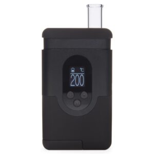 Arizer ArGo vaporizer compact with replaceable 18650 battery and pure borosilicate glass components.