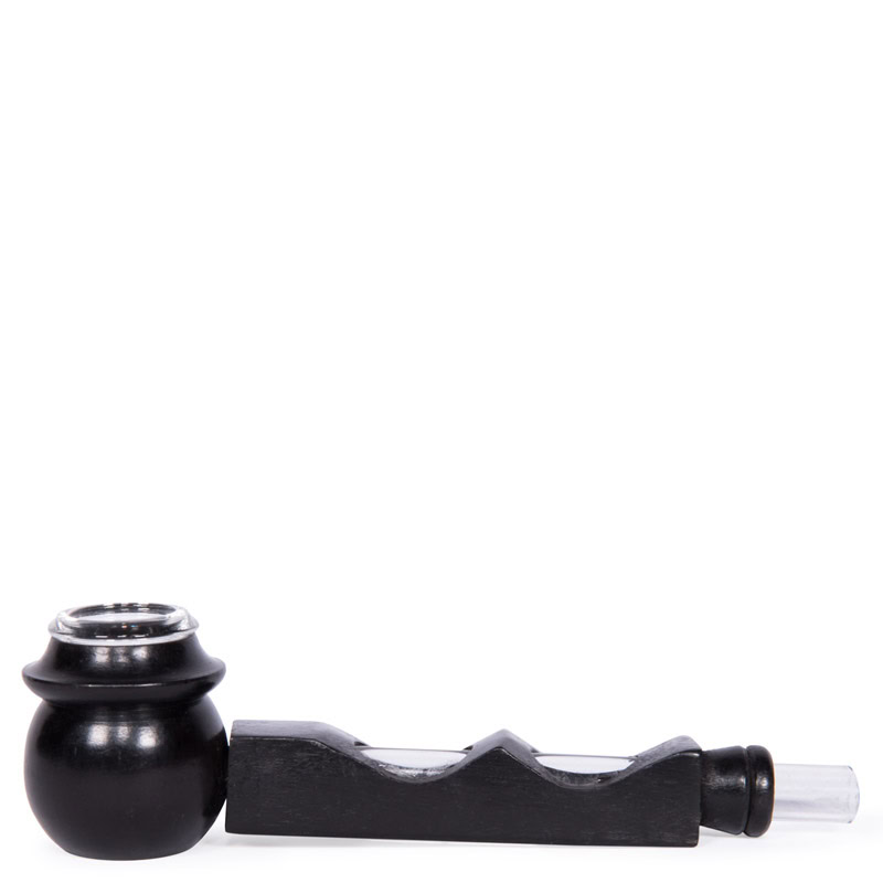 Wood Pipe 2-Part with Glass Bowl Round 15cm