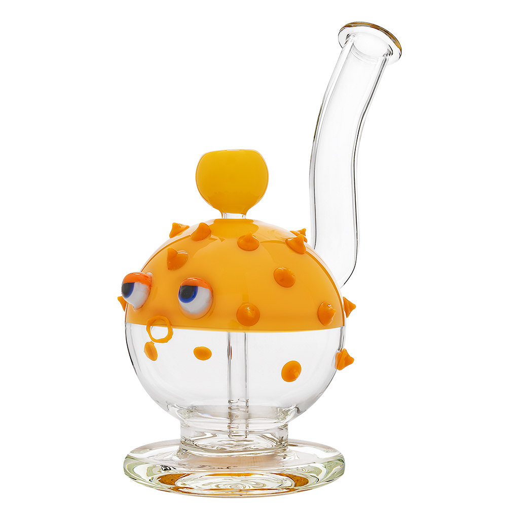 Glass Bong Blowfish Diffuser Pipe 24cm (Black Leaf)