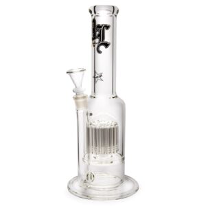 24-Arm Tree Percolator Glass Bong (Black Leaf) Clear