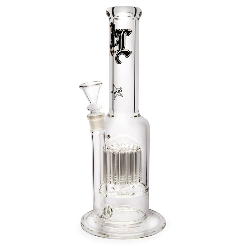24-Arm Tree Percolator Glass Bong (Black Leaf) Clear