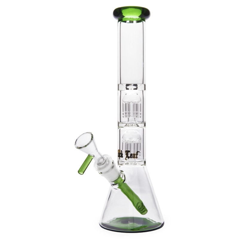Glass Ice Bong 2x6 Arm Tree Percolator H 300mm Ø 40mm (Black Leaf)