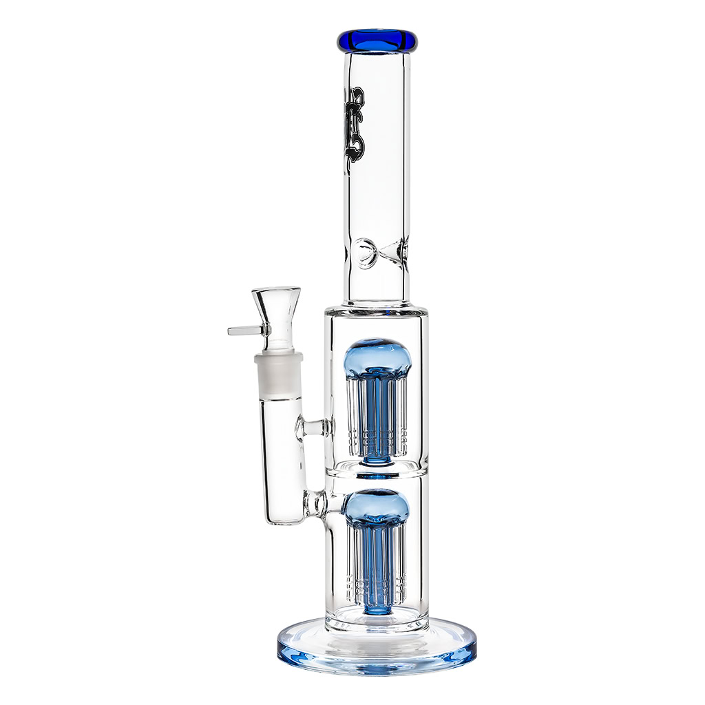 Ice Bong 2x 8-Arm Tree Percolator 36cm (Black Leaf)