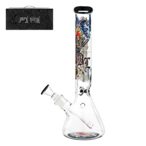 Flask Bong Ronin And Geisha with Accessories 40cm Erlenmeyer style glass bong.