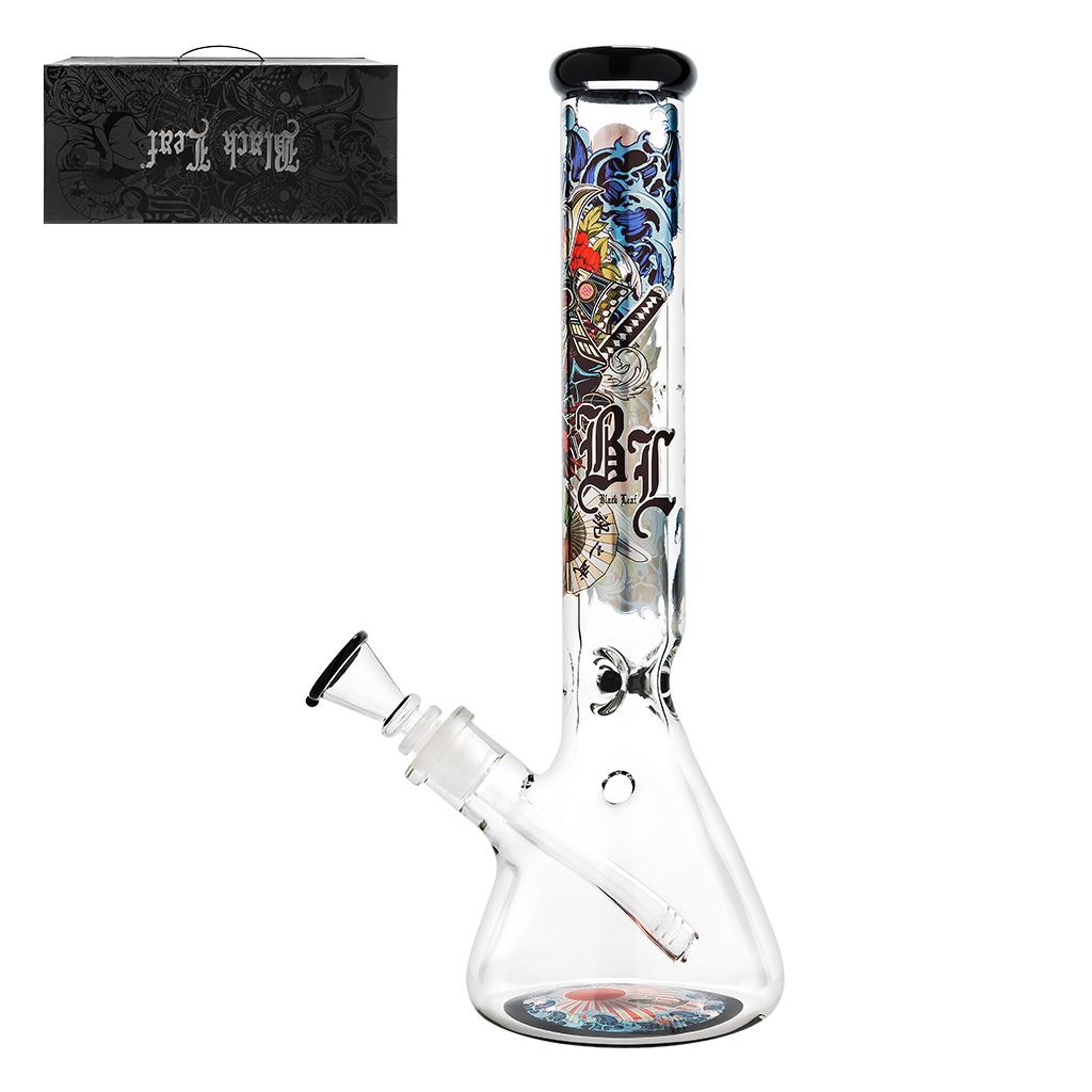 Flask Bong Ronin And Geisha with Accessoires 40cm (Black Leaf)