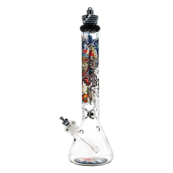 Flask Bong Ronin And Geisha with Accessoires 40cm (Black Leaf)