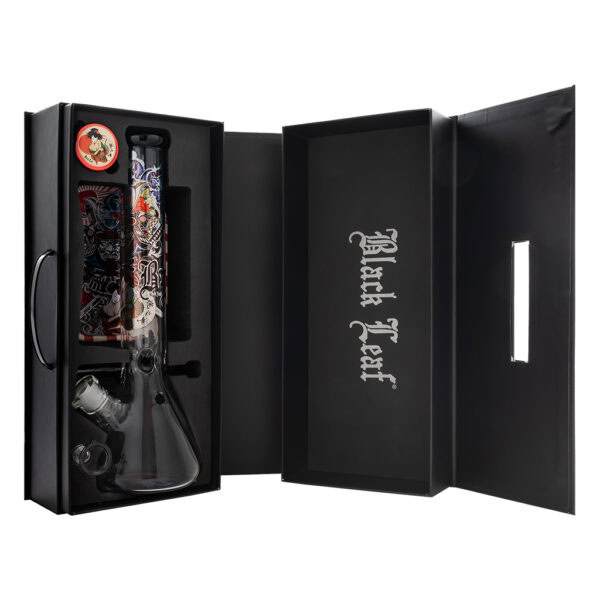 Flask Bong Ronin And Geisha with Accessoires 40cm (Black Leaf)