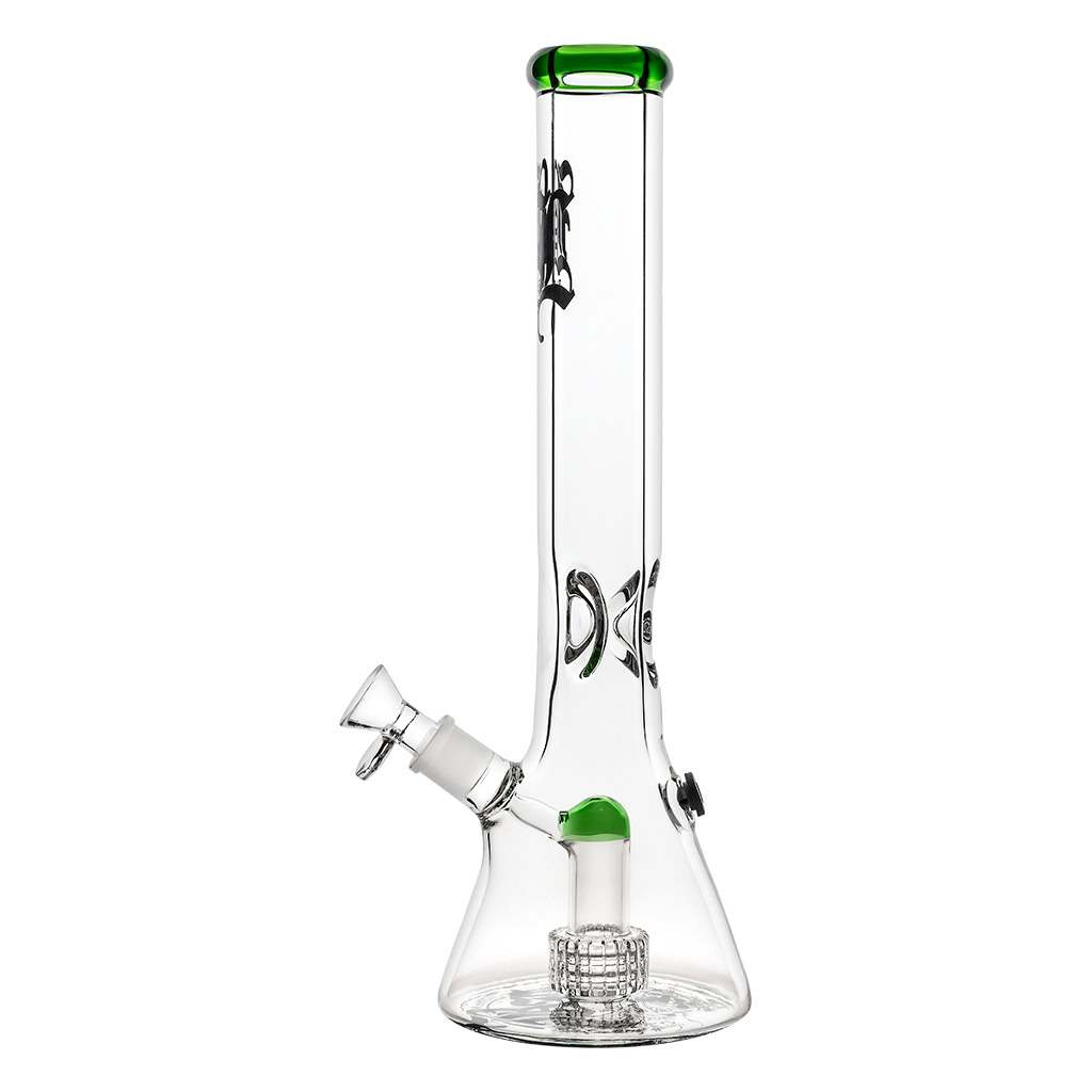 Beaker Ice Bong Drum Percolator 40cm Green (Black Leaf)