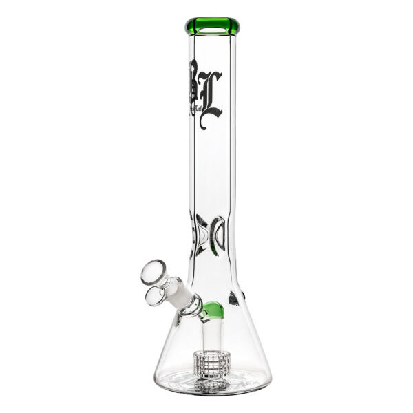 Beaker Ice Bong Drum Percolator 40cm Green (Black Leaf)