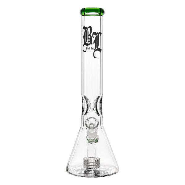 Beaker Ice Bong Drum Percolator 40cm Green (Black Leaf)