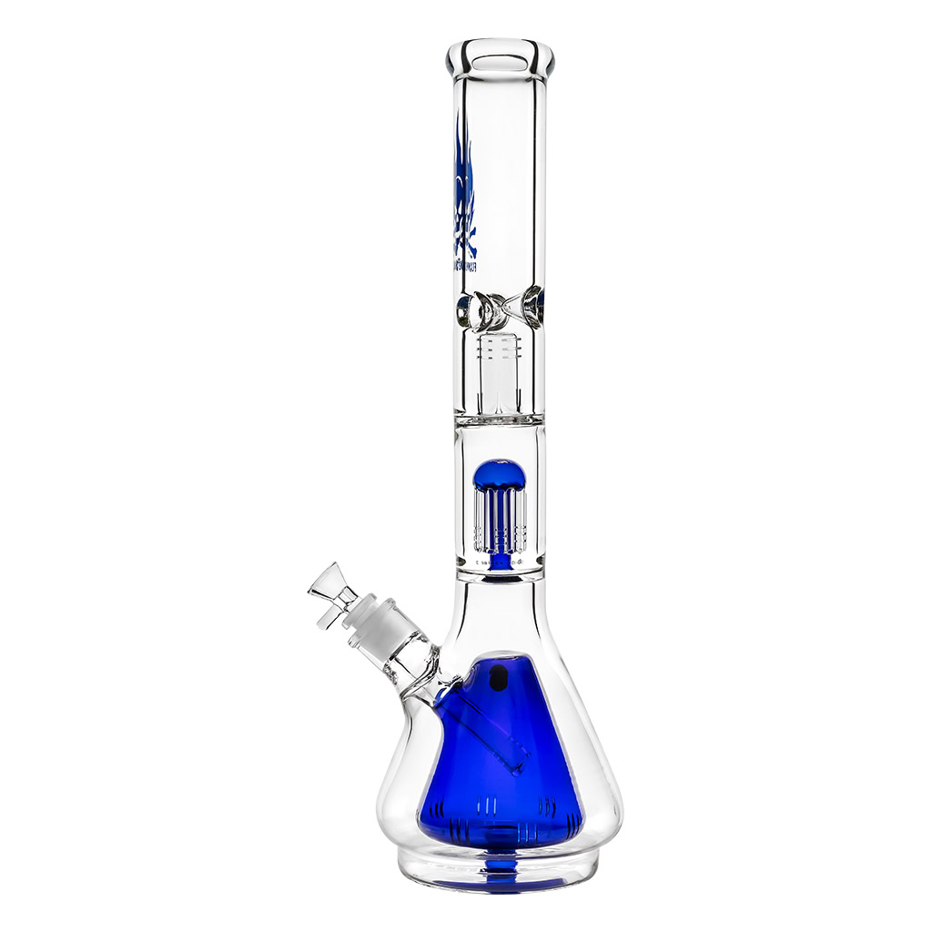Ice Bong 6-Arm Percolator 46cm Blue (Black Leaf)