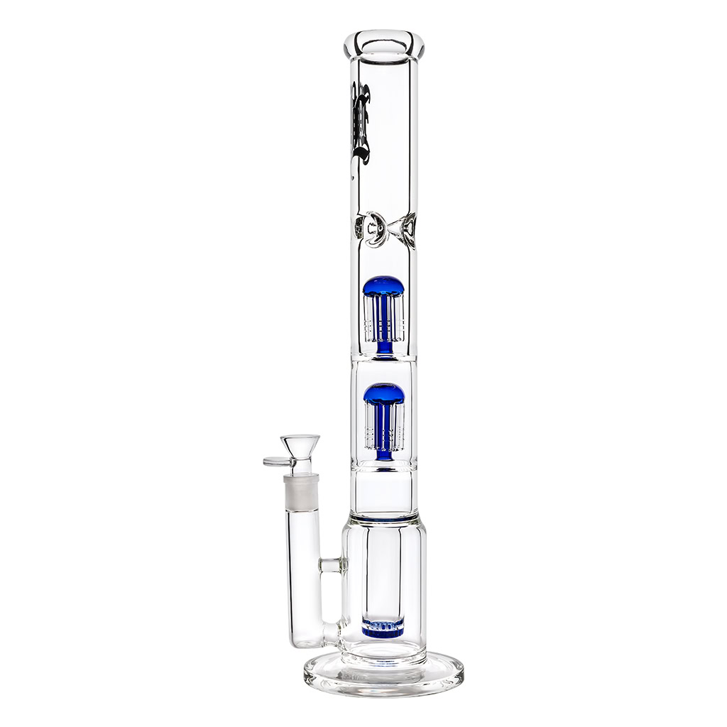 Ice Bong With Honeycomb 2X 6-Arm Perco 47cm Blue (Black Leaf)