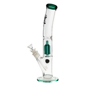 Ice Bong 4-Arm Percolator 33cm Green bong with percolator and ice notches.