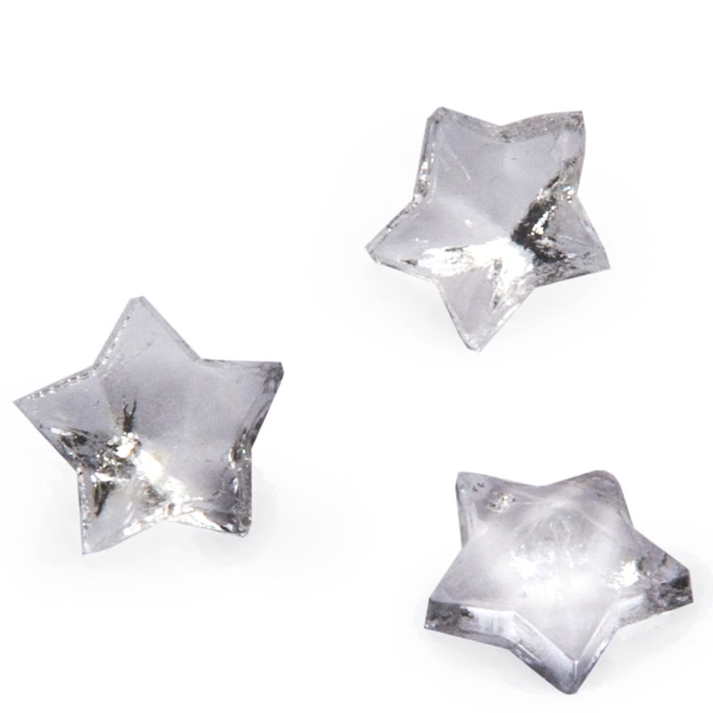 Pack of 10 reusable star-shaped glass screens for bongs and pipes.