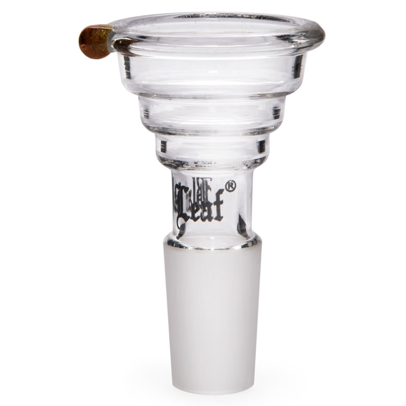 Black Leaf SG14 step bowl with tiered design for multiple screen sizes, roll-stop feature, made from borosilicate glass