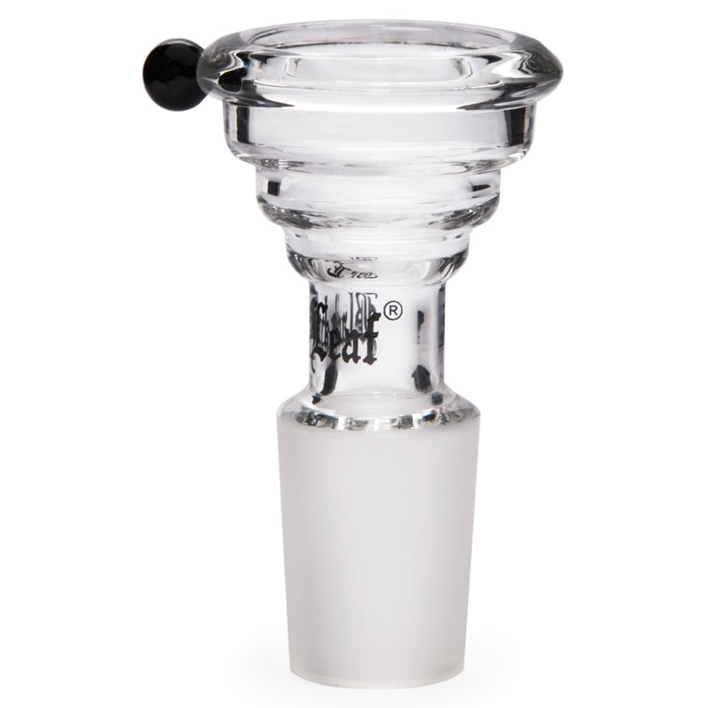 Black Leaf SG19 step bowl with tiered design for multiple screen sizes, roll-stop feature, made from borosilicate glass