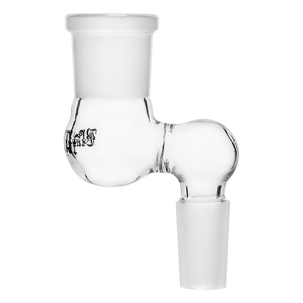 Black Leaf 90 degree glass bong adapter converting SG14 to SG19