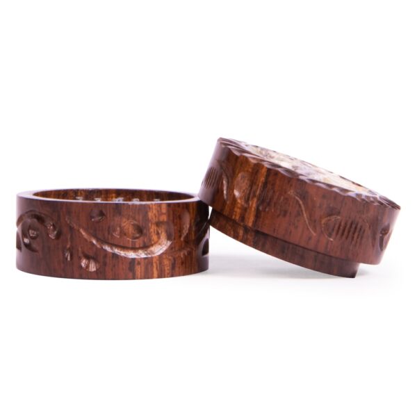 Rosewood Grinder Stone Inlay Cannabis Leaf 35mm