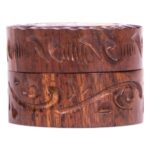 Rosewood Grinder Stone Inlay Cannabis Leaf 35mm