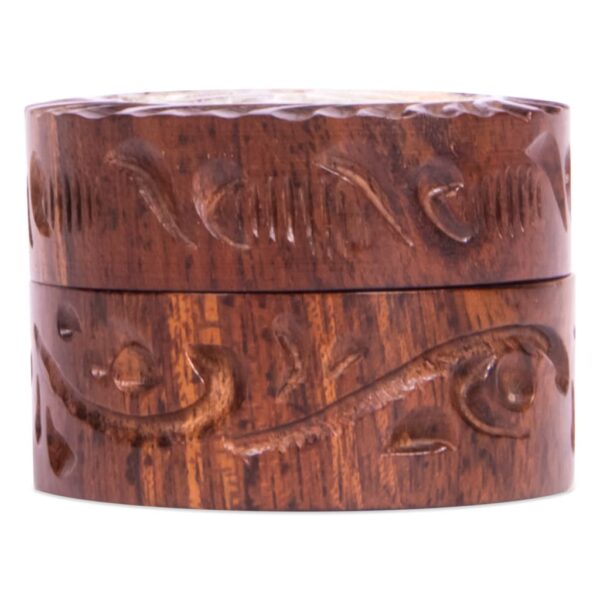 Rosewood Grinder Stone Inlay Cannabis Leaf 35mm