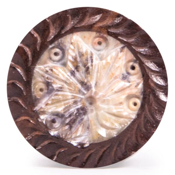 Rosewood Grinder Stone Inlay Cannabis Leaf 35mm