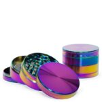 Metal Grinder Oil Colours 4-Part 58mm cannabis grinder with kief catcher.