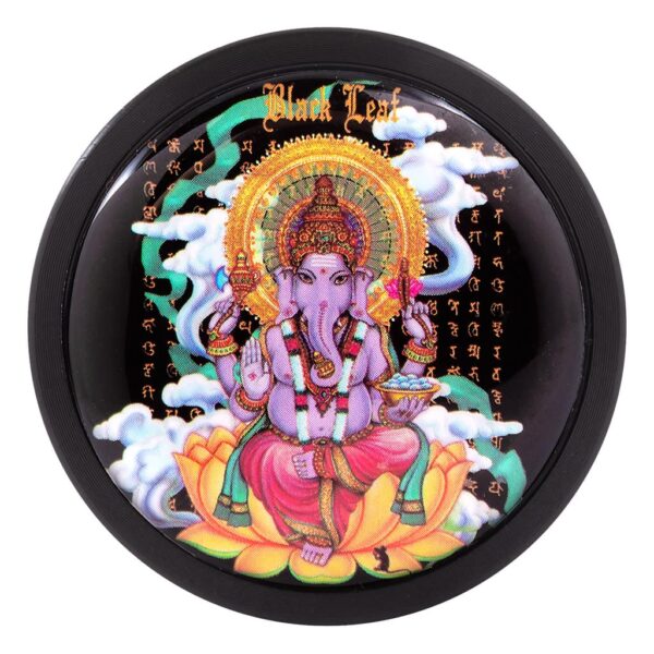 Aluminum Grinder 2-Part 50mm Ganesha (Black Leaf)