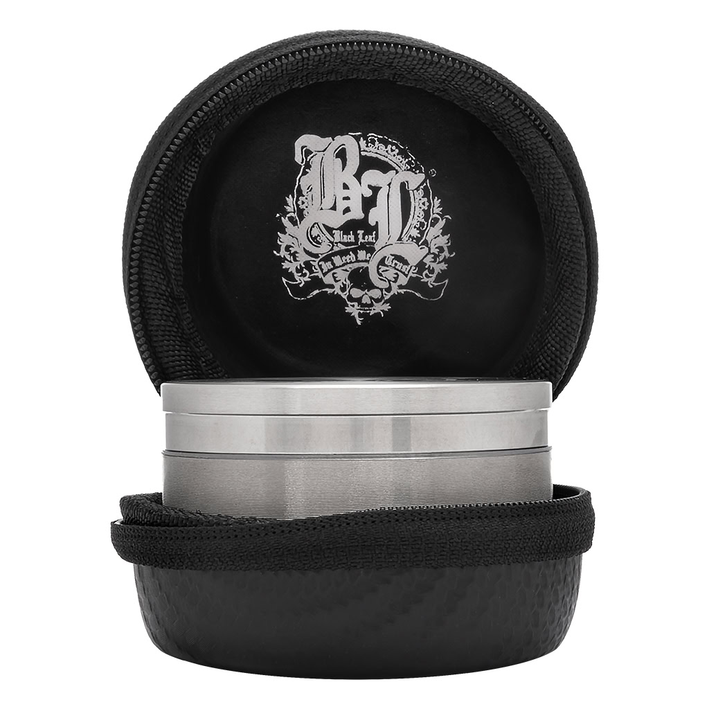 Stainless Steel Steely Dan Grinder 4-Part (Black Leaf) Stainless Steel Steely Dan Grinder 4-Part (Black Leaf)