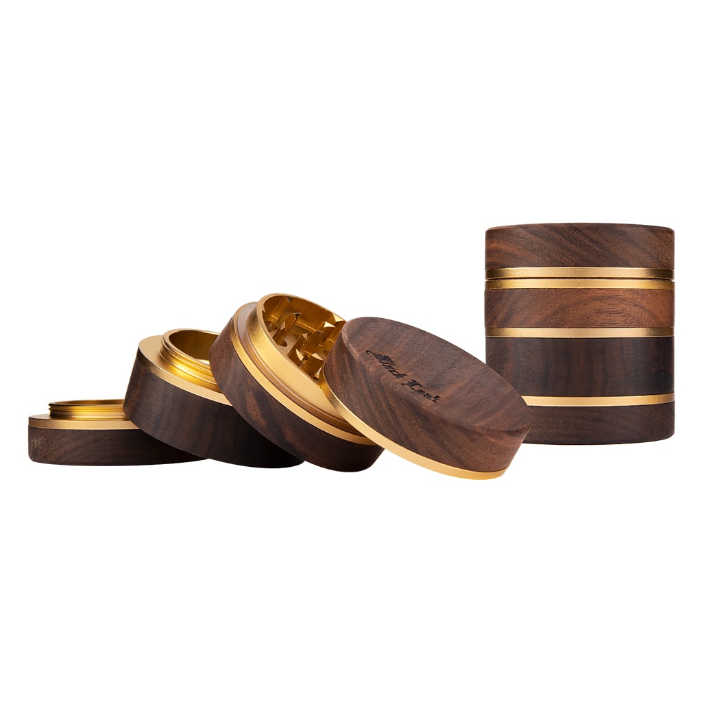Nut Wood Aluminum 4-Part Ø 63mm Golden (Black Leaf)
