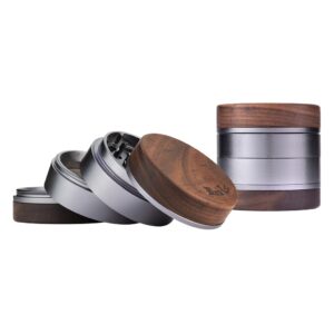 Nut Wood Aluminum 4-Part Ø 62mm (Black Leaf)