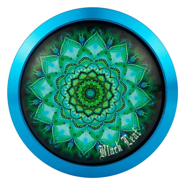 Aluminum Grinder Mandala 4-Part Ø 50mm Blue (Black Leaf)