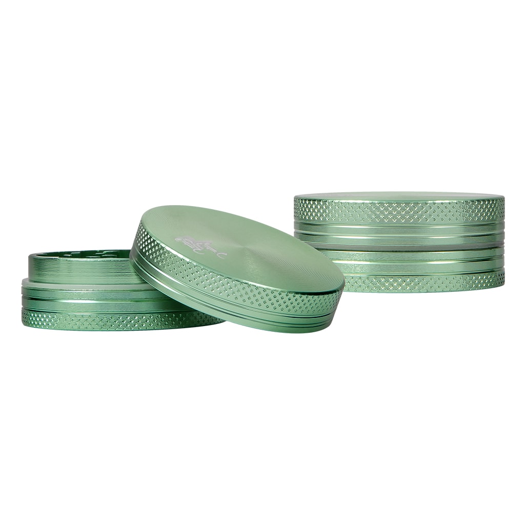 Aluminum Grinder 2-Part 40mm Green (Black Leaf)