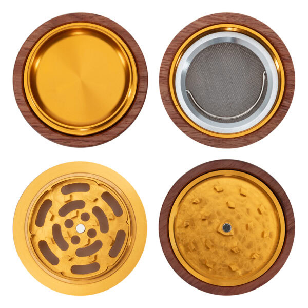 Wood Aluminum Grinder 4-Part 59mm (Black Leaf)
