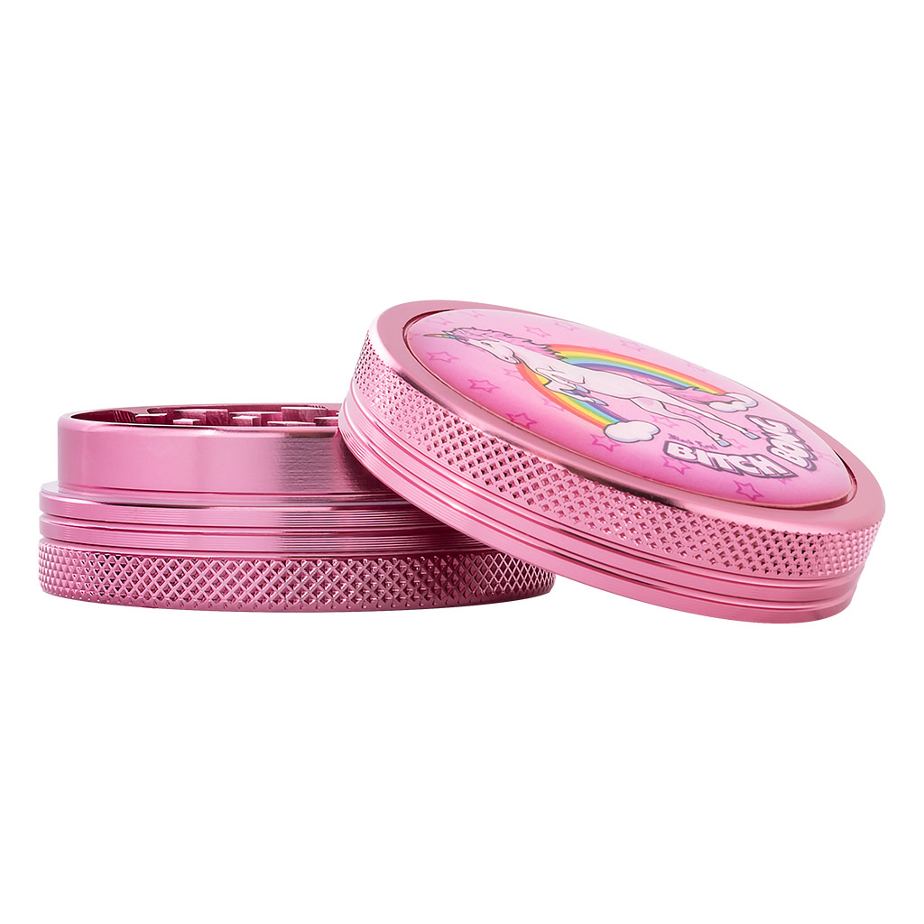 Aluminum Grinder Bitch Bong 50mm (Black Leaf)