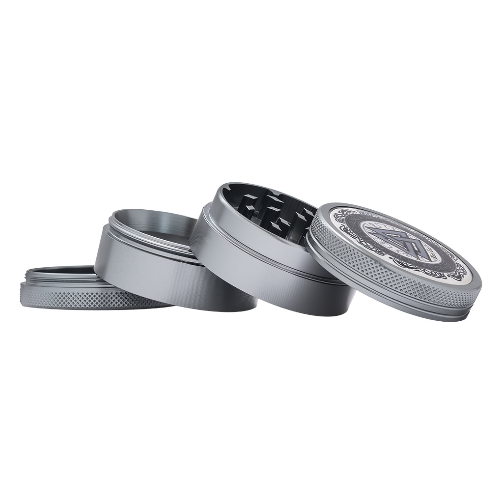 Aluminium Grinder Valhalla 4-Part 50mm (Black Leaf)