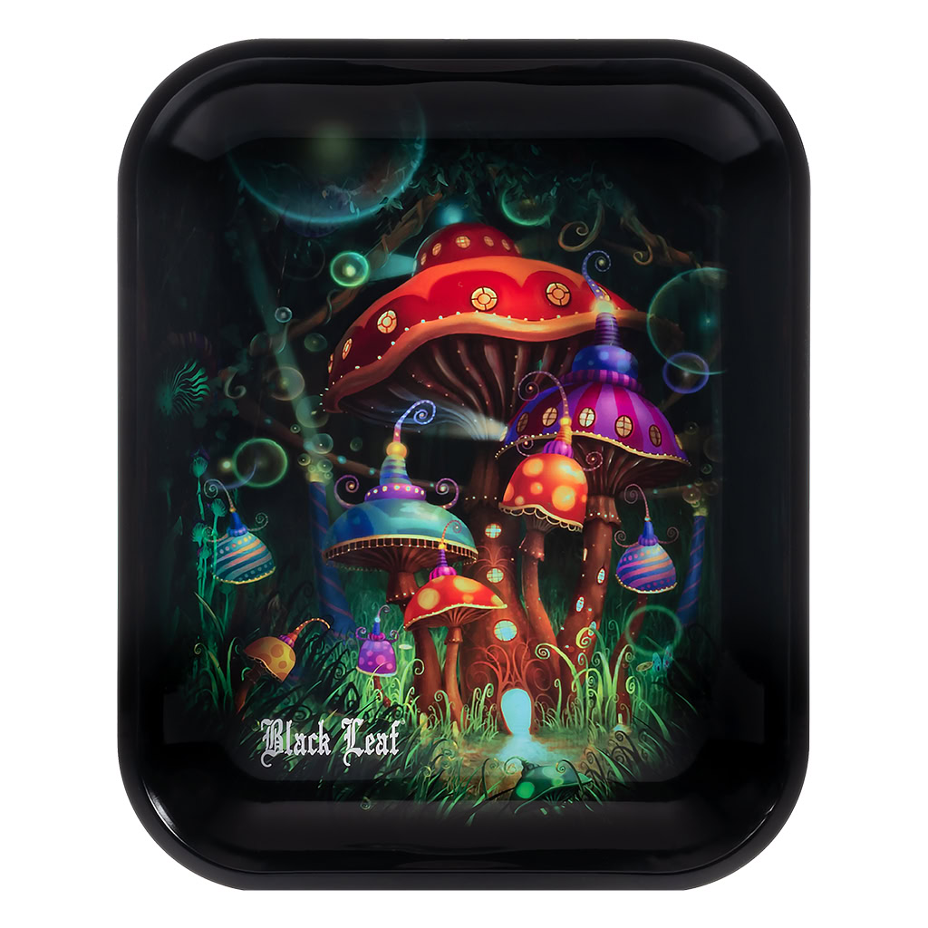 Rolling Tray Extra Large Mushroom (Black Leaf)