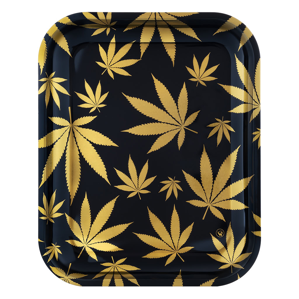 Rolling Tray L Leaves Gold (Clipper)