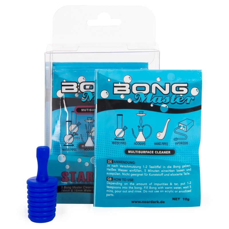 Bong Cleaner Powder Set for bongs, pipes and vaporizer parts, removes resin and tar build up, glass and metal smoking accessory cleaner.