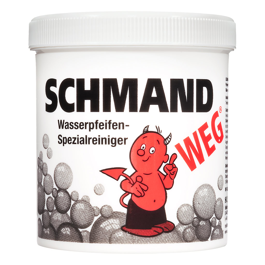 Schmand Weg bong cleaner powder, removes tar and resin from glass, ceramic, metal smoking accessories, easy cleaning solution.