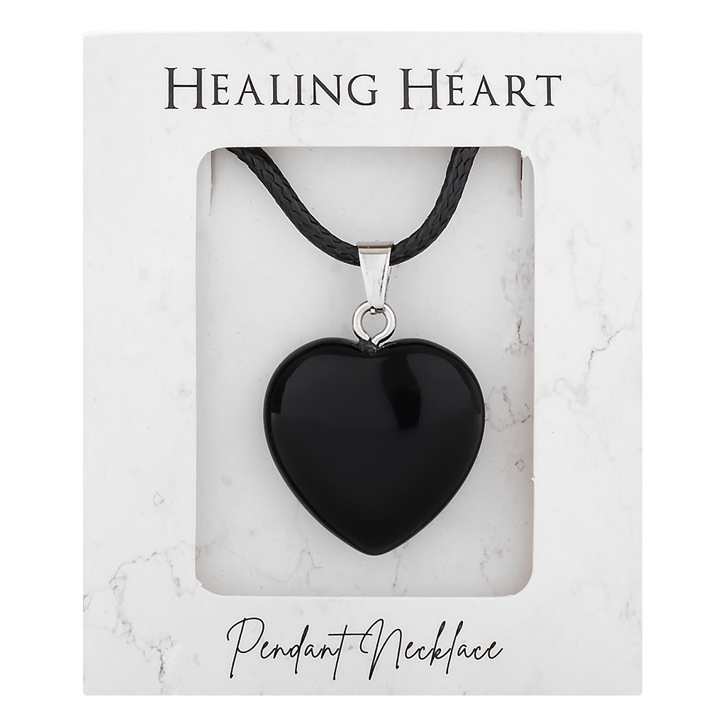 Crystal Necklace Heart Black Opsidian