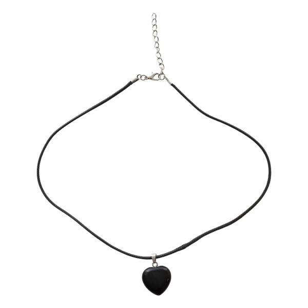 Crystal Necklace Heart Black Opsidian