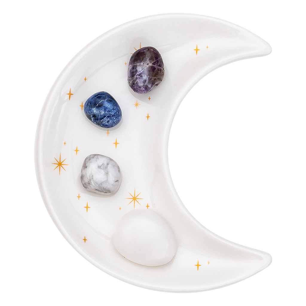 Stress Healing Crystal Set With Moon Dish (The Mindful Frog)