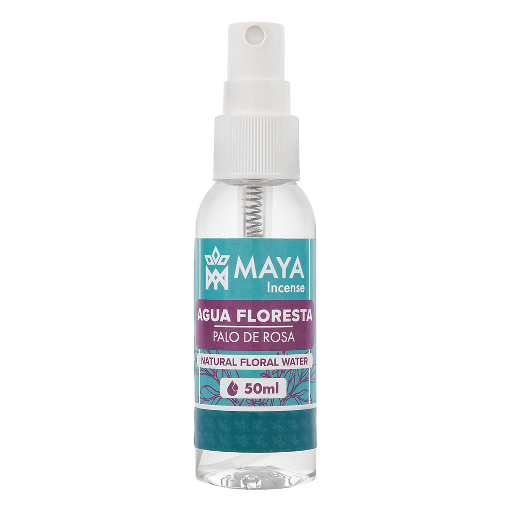 50ml spray bottle of Palo de Rosa floral water used for energy cleansing.